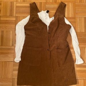brown dress that comes with crop top mock turtle neck (items are detachable)
